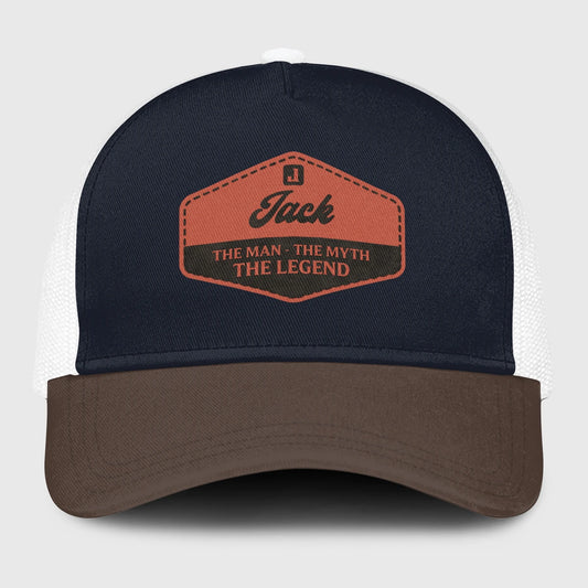 The Man The Myth The Legend Navy And Brown Mesh Cap JACK 13K1 C188PF