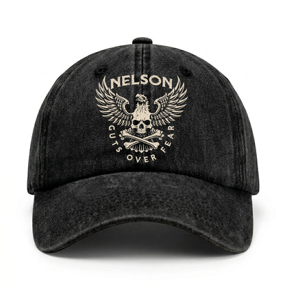 Your Name Guts Over Fear With Eagle And Skull Washed Cap NELSON 13K1 C75PF