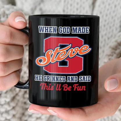 When God Made Your Name Personalized Baseball Mug STEVE 13K1 MG07