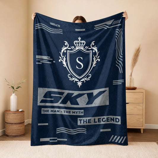 The Man The Myth The Legend Blue & Gray Fleece Blanket  SKY 13K1 BK08