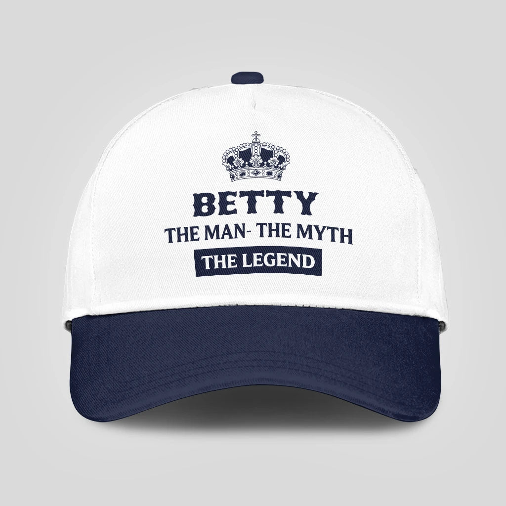 The Man The Myth The Legend King Crown Blue And White Cap BETTY 13K1 C147PF