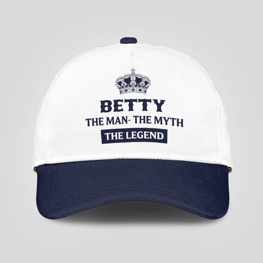 The Man The Myth The Legend King Crown Blue And White Cap BETTY 13K1 C147PF