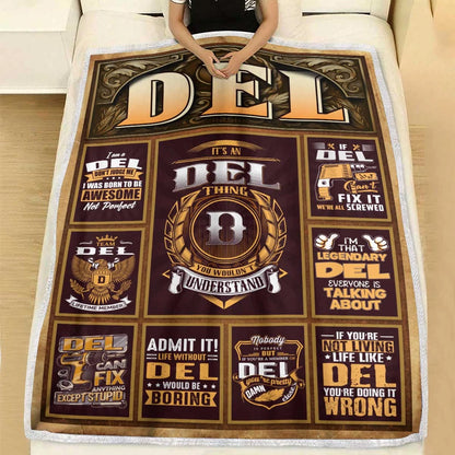 DEL Personalized Blanket | Custom Name Cozy Throw Gift 13K1-BK4