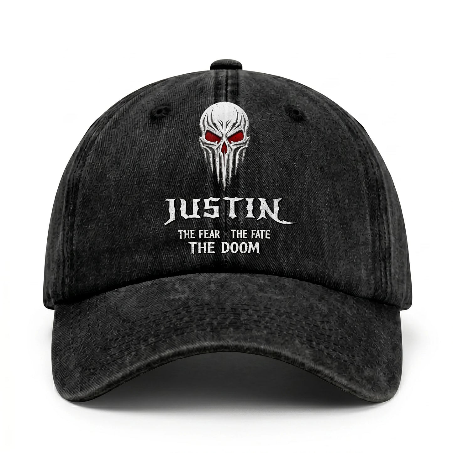 Your Name The Fear The Fate The Doom Skull Washed Cap JUSTIN 13K1 C98PF