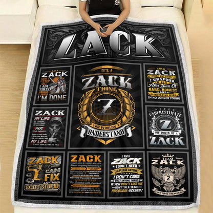 ZACK Personalized Blanket | Custom Name Cozy Throw Gift 13K4-BK2