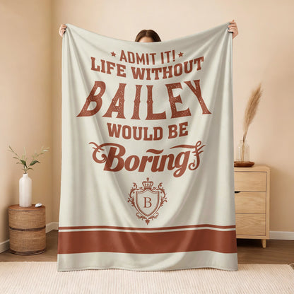 Life Without Your Name Would Be Boring Cream Terracotta Blanket BAILEY 13K1 BK24