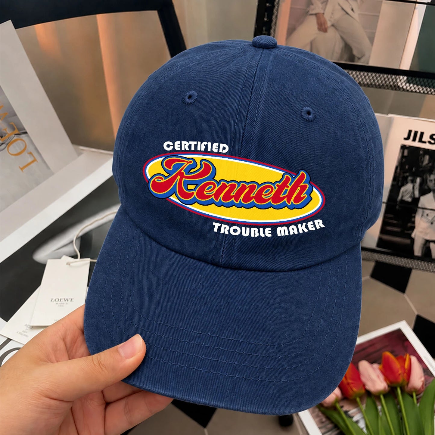 Certified Your Name Trouble Maker Washed Cap KENNETH 13K1 C73PF