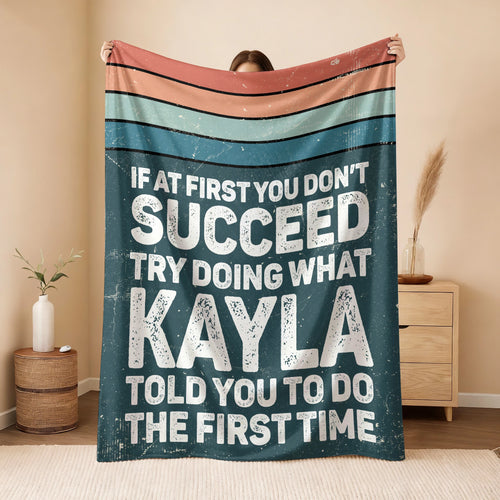 If At First You Don’t Succeed Retro Green Fleece Blanket KAYLA 13K1 BK29