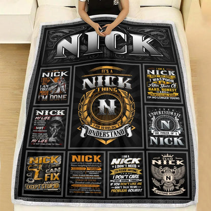 NICK Personalized Blanket | Custom Name Cozy Throw Gift 13K1-BK2