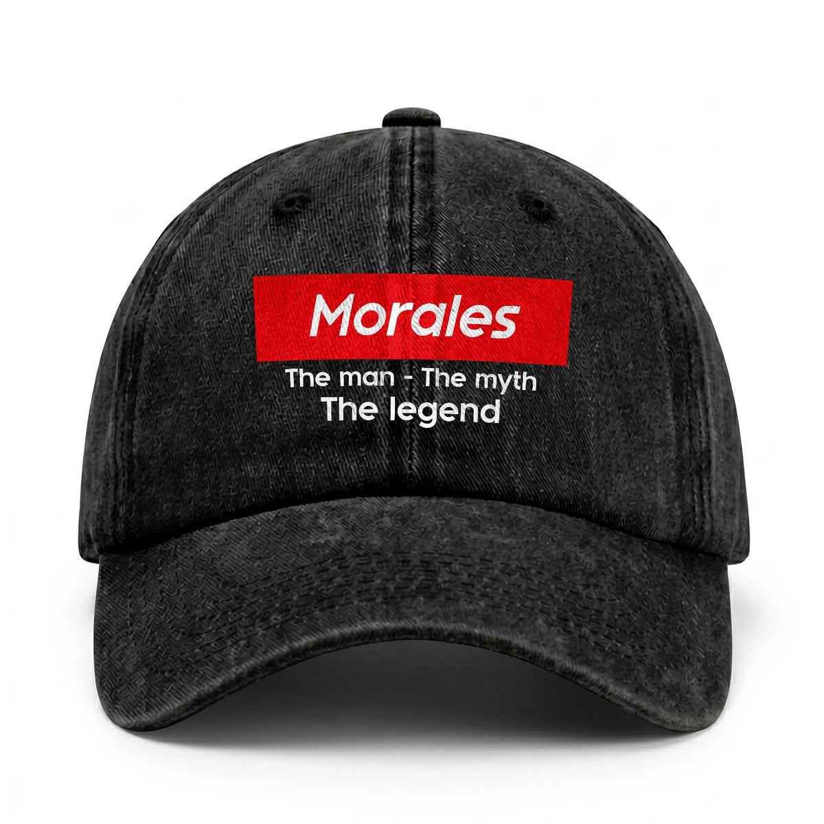 Your Name The Man The Myth The Legend Red Logo Washed Cap MORALES 13K1 C130PF