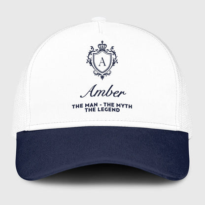 The Man The Myth The Legend Blue And White Baseball Mesh Cap AMBER 13K1 C186PF