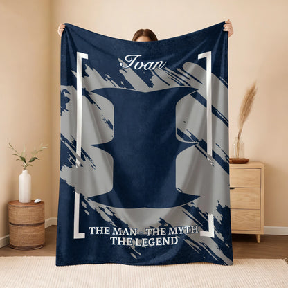 The Man The Myth The Legend Navy Baseball Fleece Blanket IVAN 13K1 BK17