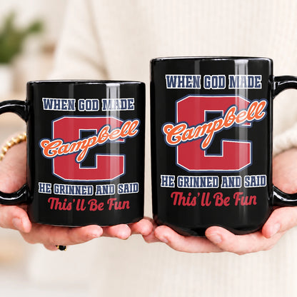 When God Made Your Name Personalized Baseball Mug CAMPBELL 13K1 MG07