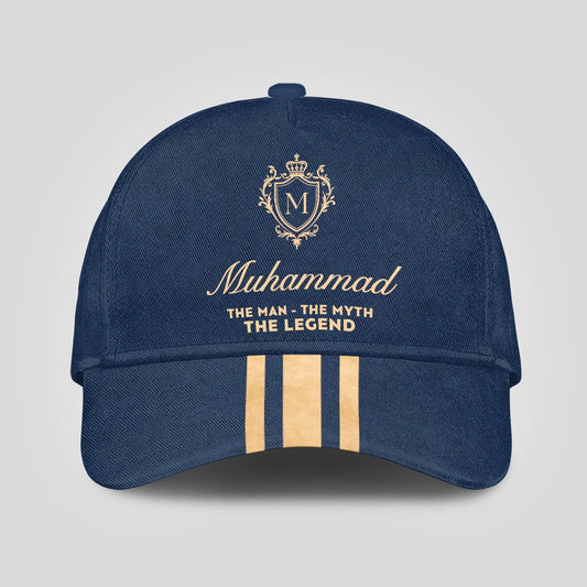 The Man The Myth The Legend Golden Stripes Royal Blue Cap MUHAMMAD 13K1 C137PF