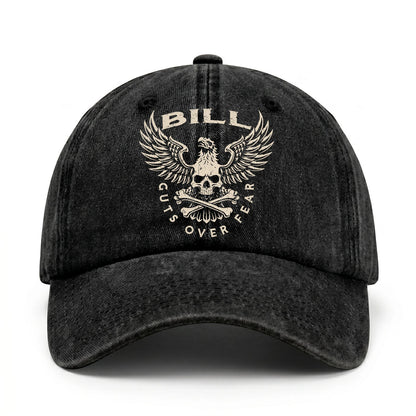 Your Name Guts Over Fear With Eagle And Skull Washed Cap BILL 13K1 C75PF