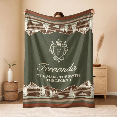 The Man The Myth The Legend Deer In Forest Brown Fleece Blanket FERNANDA 13K1 BK10