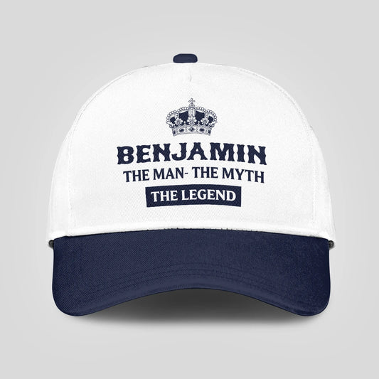 The Man The Myth The Legend King Crown Blue And White Cap BENJAMIN 13K1 C147PF