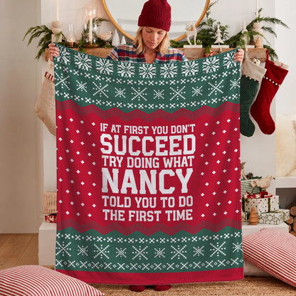 If At First You Don’t Succeed Red Green Christmas Fleece Blanket NANCY 13K1 BK28
