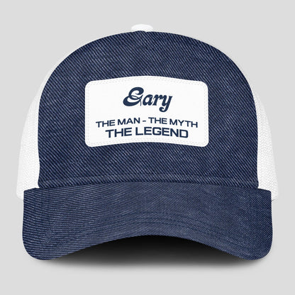 The Man The Myth The Legend Blue Denim Mesh Cap GARY 13K1 C194PF