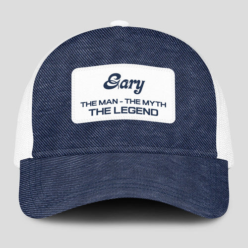 The Man The Myth The Legend Blue Denim Mesh Cap GARY 13K1 C194PF