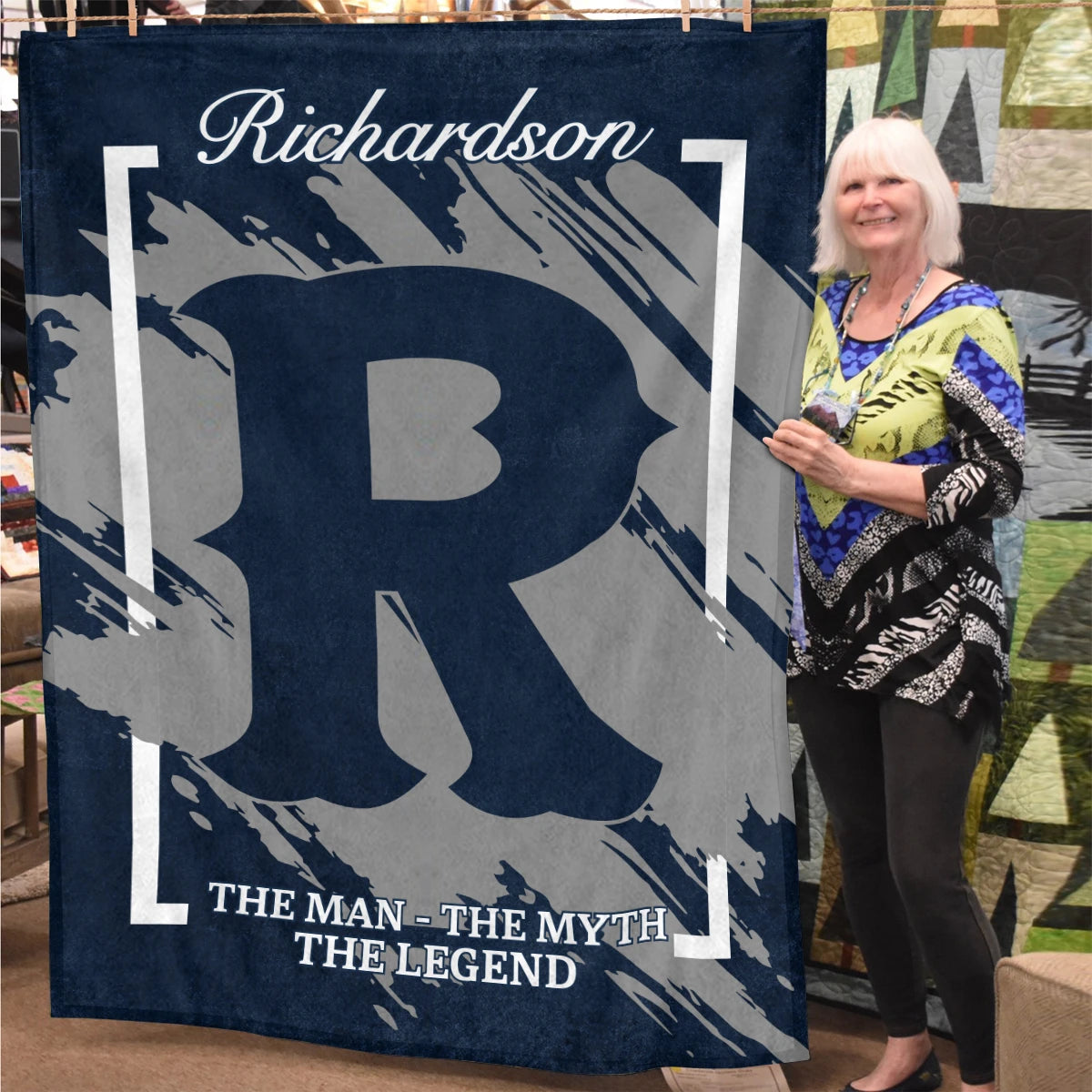 The Man The Myth The Legend Navy Baseball Fleece Blanket RICHARDSON 13K1 BK17