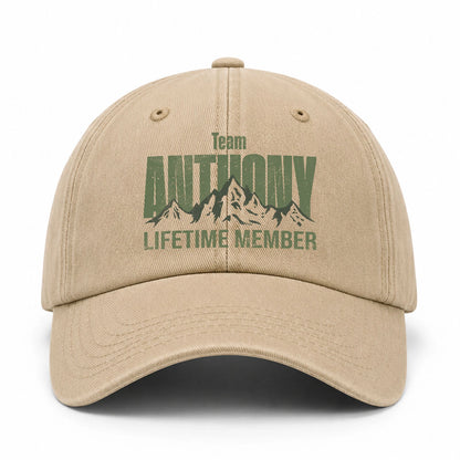Team Your Name Lifetime Member Mountain Cap ANTHONY 13K1 C58PF
