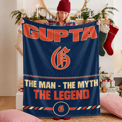 The Man The Myth The Legend Retro Fleece Blanket GUPTA 13K1 BK53