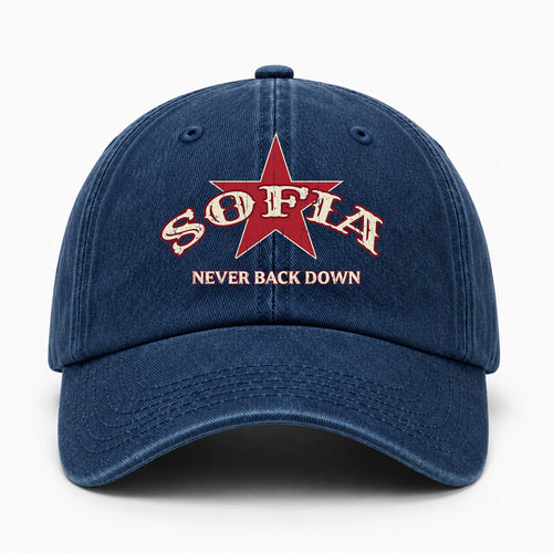 Never Back Down Western Blue Denim Cap SOFIA 13K1 C61PF