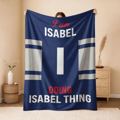 I'm Name Doing Name Things Navy Fleece Blanket ISABEL 13K1 BK51