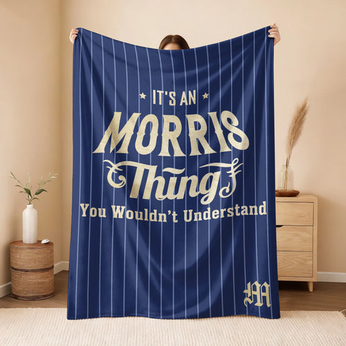 Your Name Thing Striped Blue Fleece Blanket MORRIS 13K1 BK23
