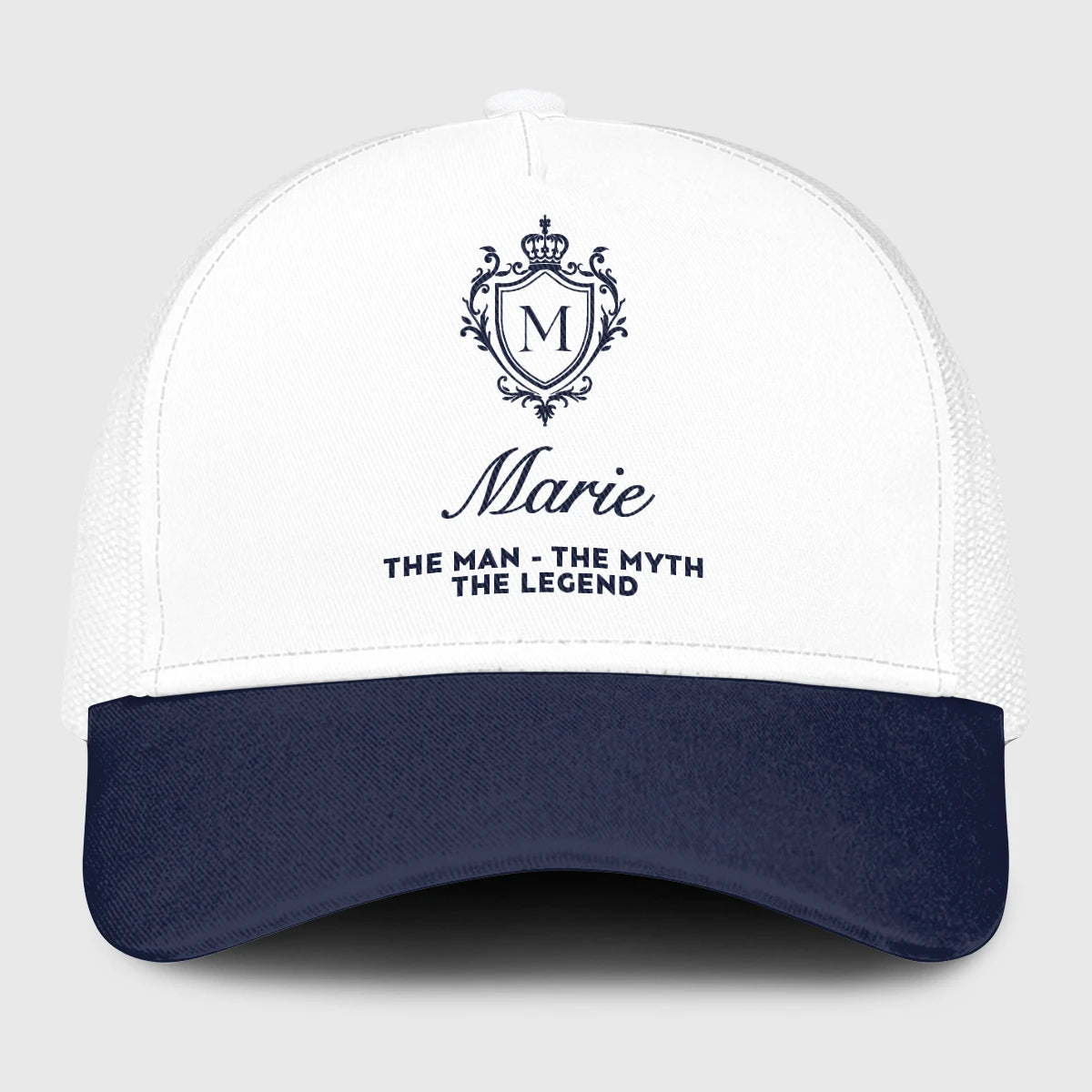The Man The Myth The Legend Blue And White Baseball Mesh Cap MARIE 13K1 C186PF