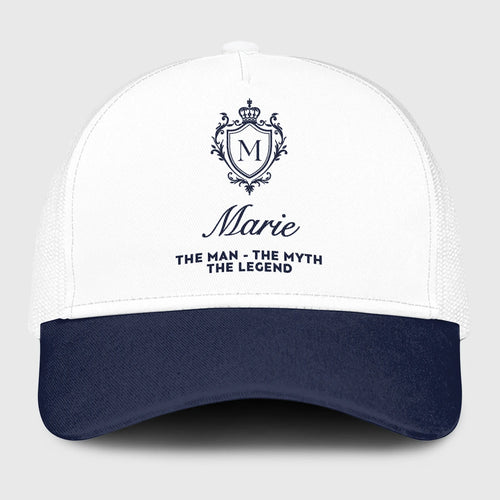 The Man The Myth The Legend Blue And White Baseball Mesh Cap MARIE 13K1 C186PF