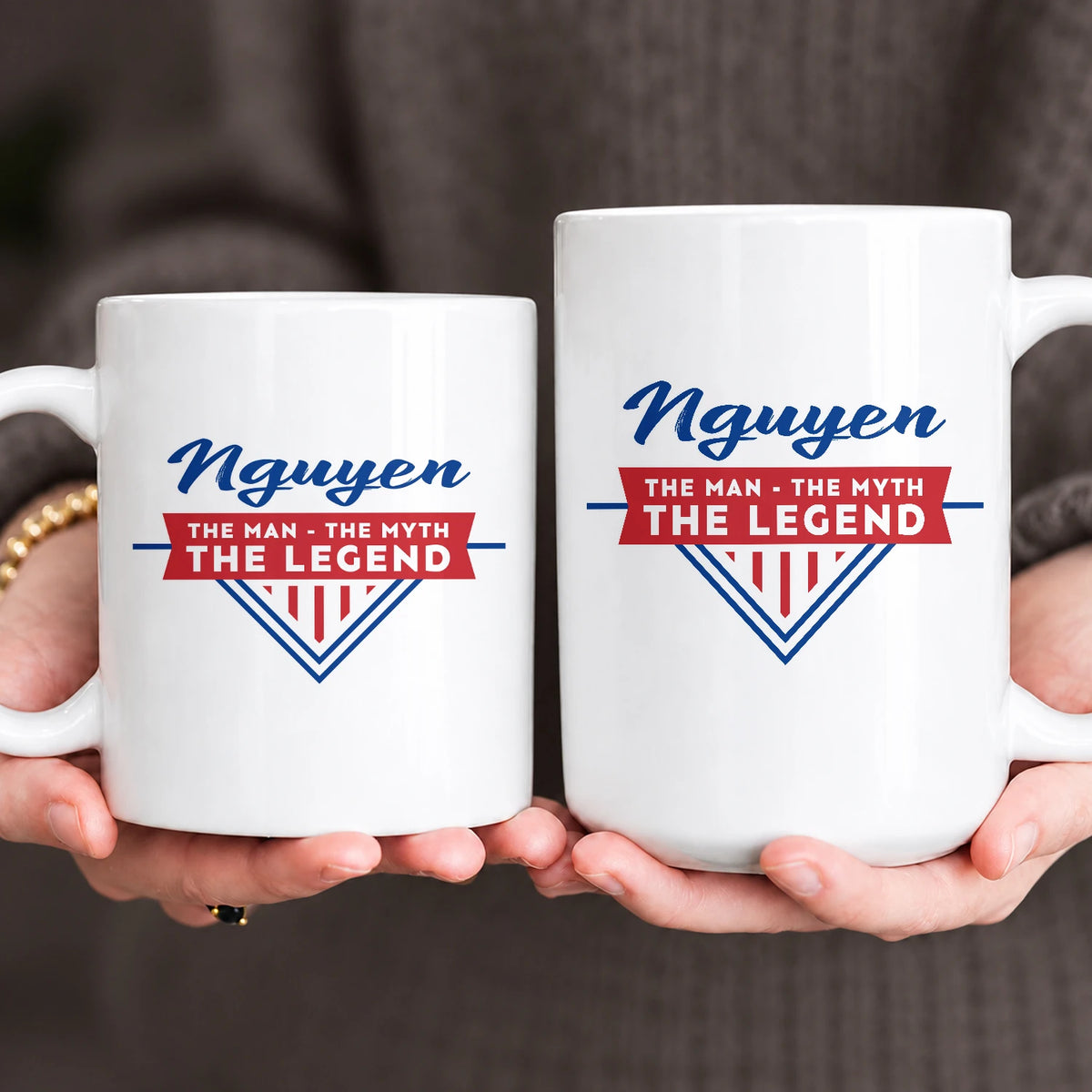 The Man The Myth The Legend Red And Blue Logo Mug NGUYEN 13K1 MG34