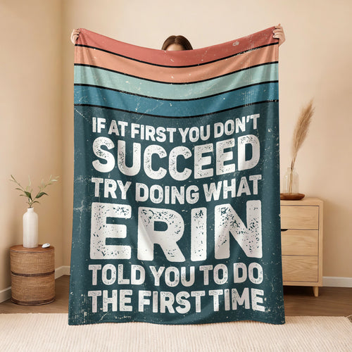 If At First You Don’t Succeed Retro Green Fleece Blanket ERIN 13K1 BK29