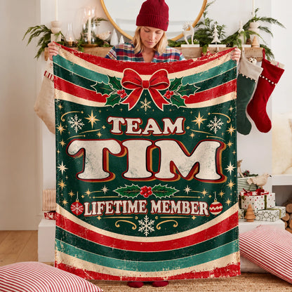 Team Your Name Lifetime Member Christmas Fleece Blanket TIM 13K1 BK52