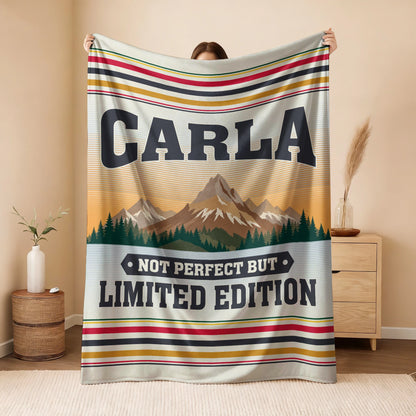 Not Perfect But Limited Edition Vintage Mountain Fleece Blanket CARLA 13K1 BK45