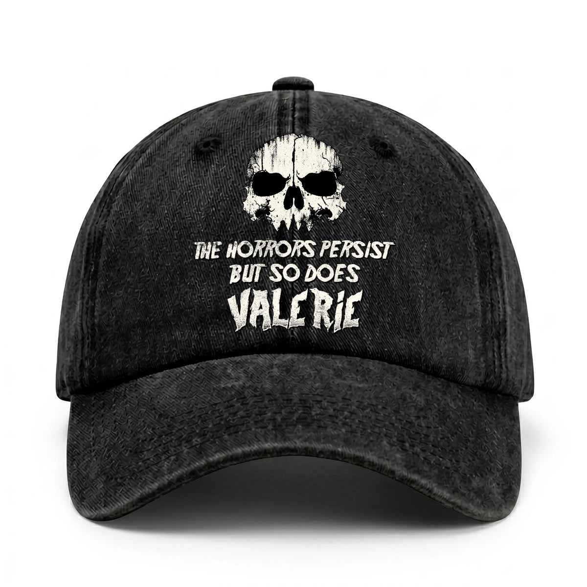 The Horrors Persist But So Does Your Name Cool Skull Washed Cap VALERIE 13K1 C134PF