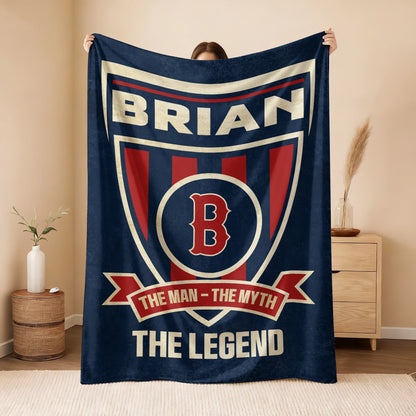 The Man The Myth The Legend Blue Burgundy Baseball Blanket BRIAN 13K1 BK18