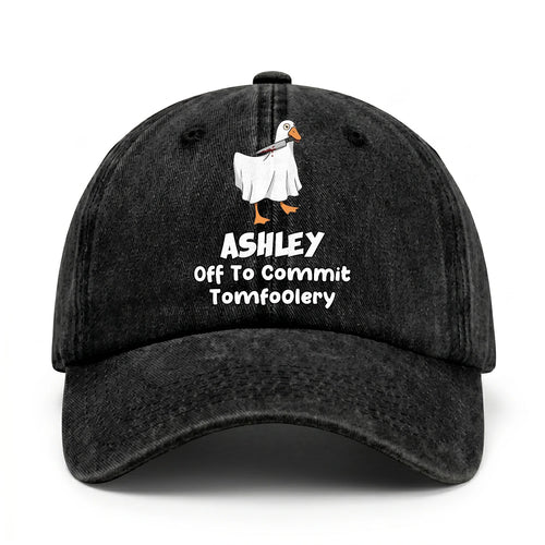 Off To Commit Tomfoolery Funny Goose Washed Cap ASHLEY 13K1 C131PF
