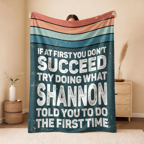 If At First You Don’t Succeed Retro Green Fleece Blanket SHANNON 13K1 BK29