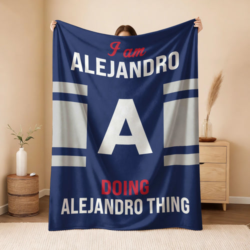 I'm Name Doing Name Things Navy Fleece Blanket ALEJANDRO 13K1 BK51
