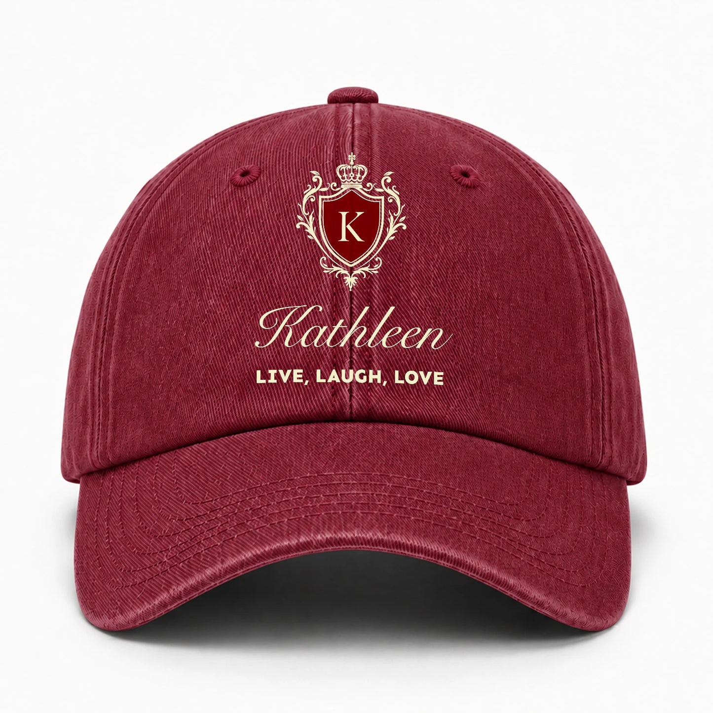 Live Laugh Love Elegant Burgundy Washed Cap KATHLEEN 13K1 C89PF