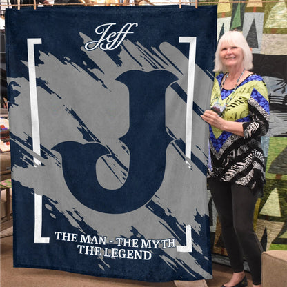 The Man The Myth The Legend Navy Baseball Fleece Blanket JEFF 13K1 BK17