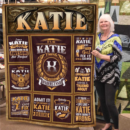 KATIE Personalized Blanket | Custom Name Cozy Throw Gift 13K1-BK4