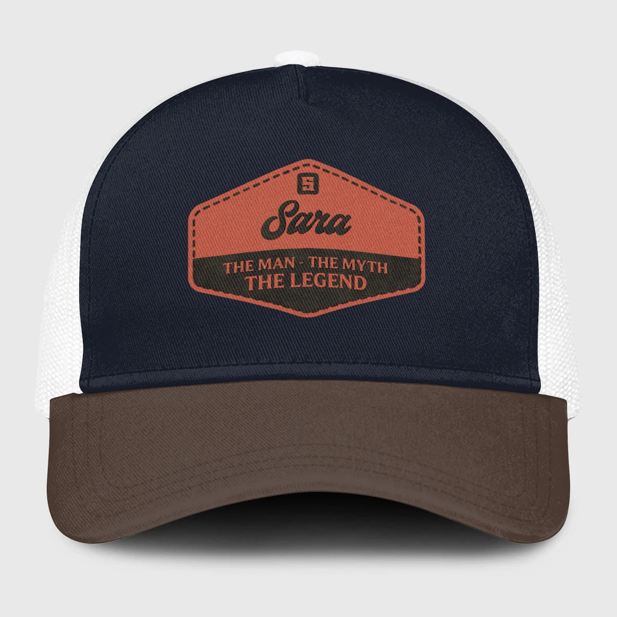 The Man The Myth The Legend Navy And Brown Mesh Cap SARA 13K1 C188PF