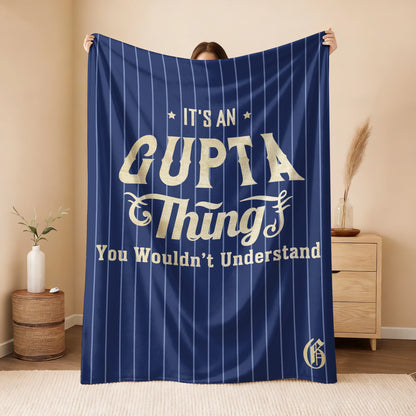 Your Name Thing Striped Blue Fleece Blanket GUPTA 13K1 BK23