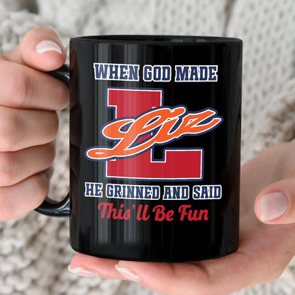 When God Made Your Name Personalized Baseball Mug LIZ 13K1 MG07