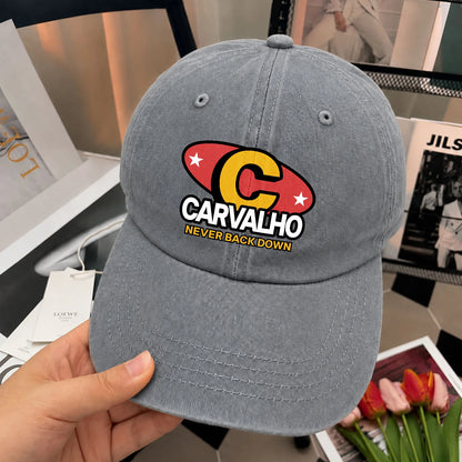 Never Back Down With Your Name And Initial Letter Washed Cap CARVALHO 13K1 C82PF