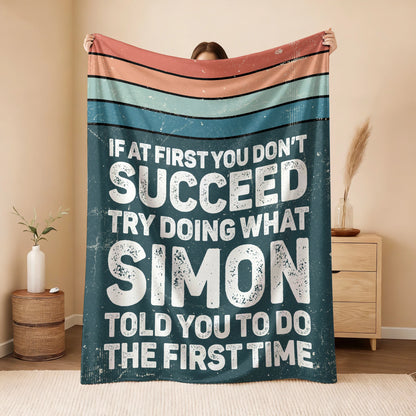 If At First You Don’t Succeed Retro Green Fleece Blanket SIMON 13K1 BK29