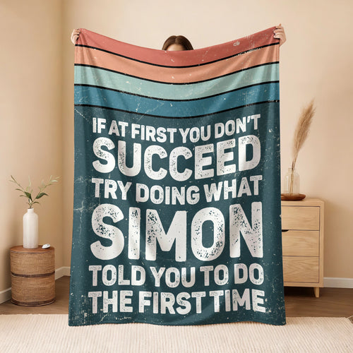 If At First You Don’t Succeed Retro Green Fleece Blanket SIMON 13K1 BK29